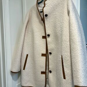 Tyler Boe Cream Coat with Brown Trim- NWT (see notes)